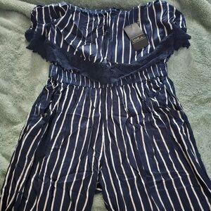 Love Striped Navy and White Jumpsuit